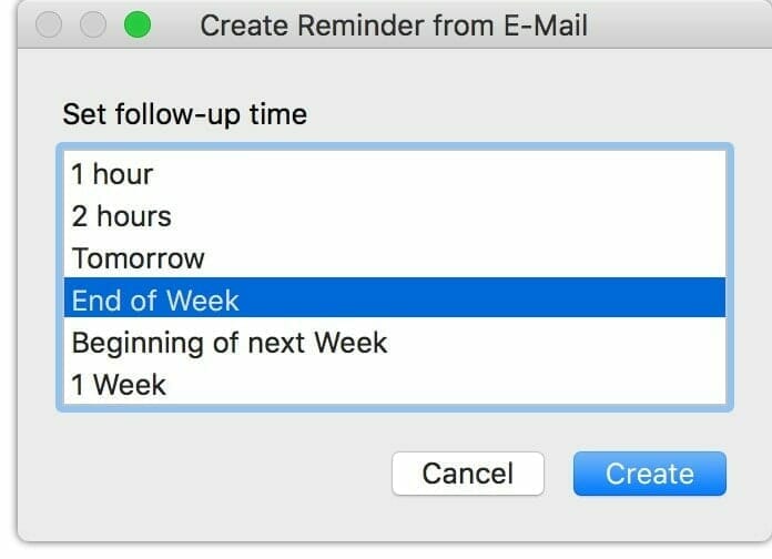 how set reminder for email on mac